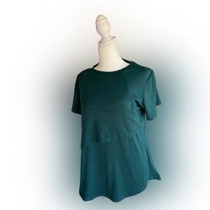Classic Short-Sleeve Crewneck nursing Top in Deep Green